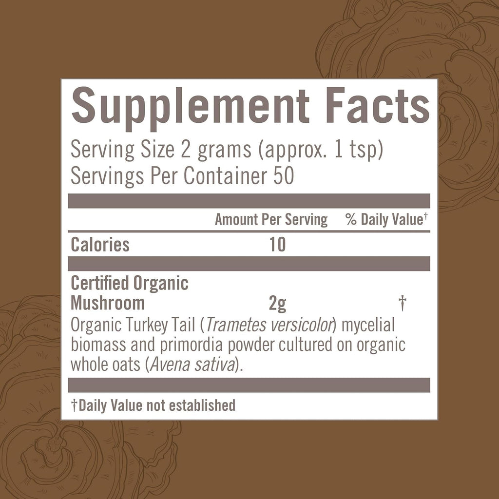 Om Mushroom Superfood Turkey Tail Organic Mushroom Powder, 3.5 Ounce, 50 Servings, Immune Support, Polysacchrides, Beta-Glucans, Gut Health & Holistic Defense Mushroom Supplement