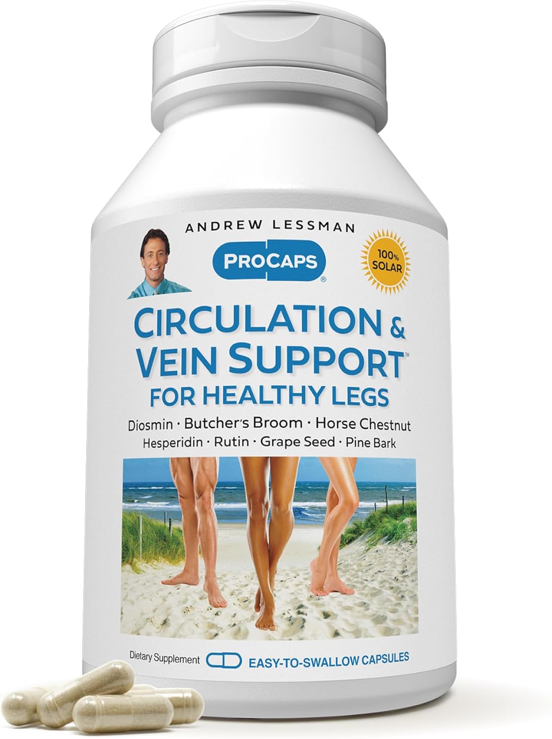 ANDREW LESSMAN Circulation, Vein Support for Healthy Legs 360 Capsules - High Bioactivity Diosmin, Butcher's Broom, Visibly Reduces Swelling and Discomfort in Feet, Ankles, Calves, Legs