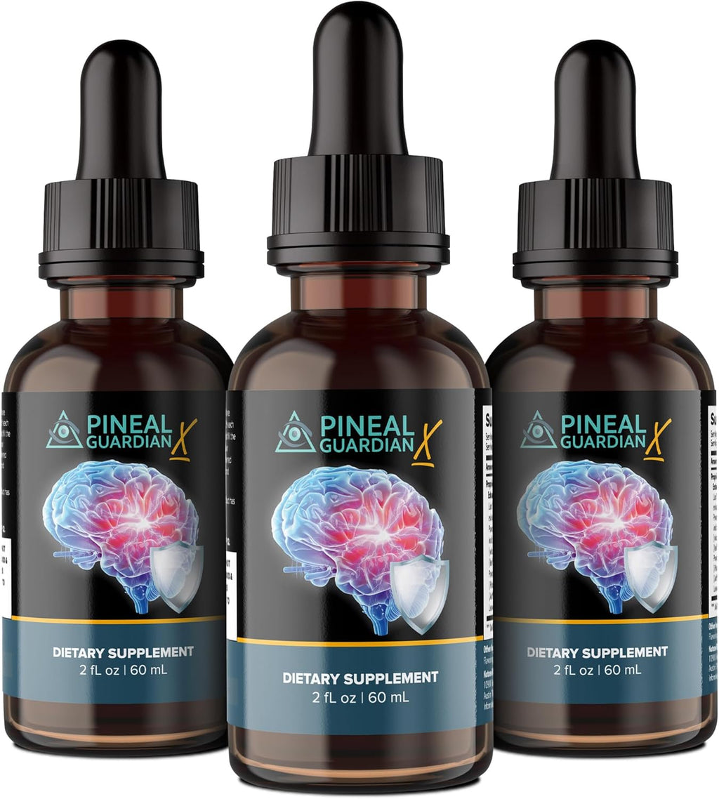 Pineal Guardian X - Rapid Pineal Gland Decalcification Drops for Cognitive Health Support - Brain Supplement to Keep Cognitive Function, Memory and Focus in Top Shape - Pack of 3