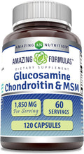 Amazing Formulas Glucosamine Chondroitin MSM 1850 mg Per Serving Capsules Supplement | Non-GMO | Gluten Free | Made in USA (120 Count)