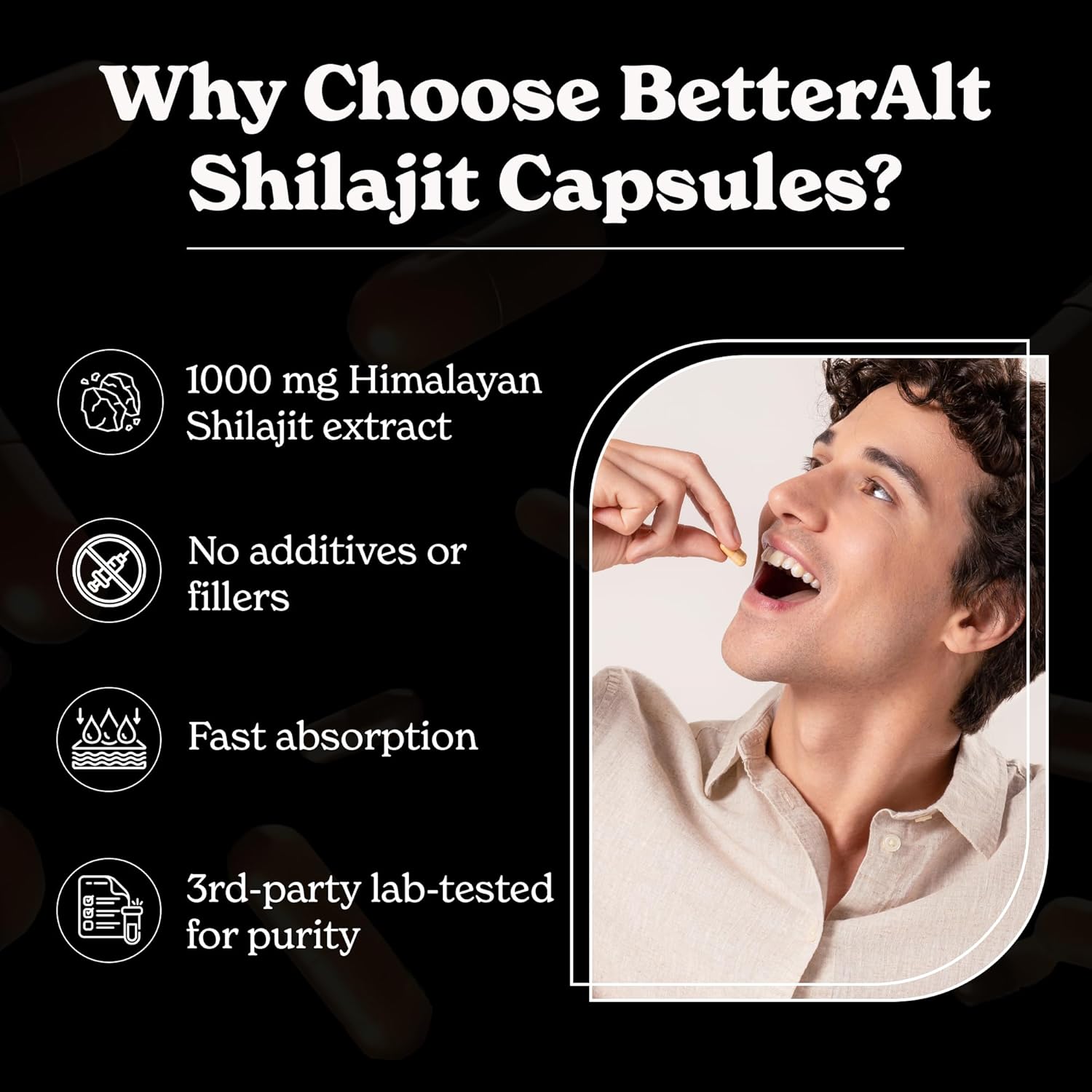 Shilajit Capsules | Himalayan Superfood | Lab-Tested for Purity | Helps Improve Energy & Stamina | 1-Month Dietary Supplement