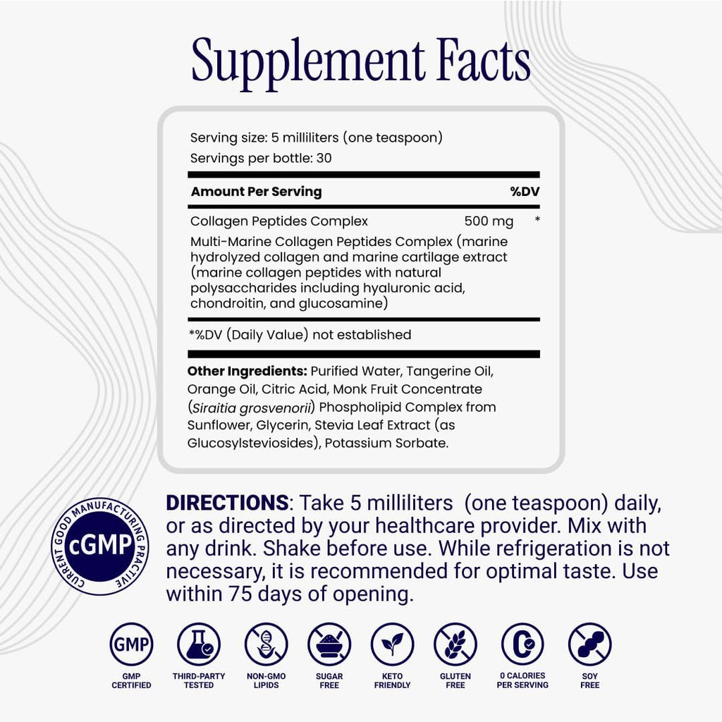 Liposomal Collagen Peptides - High-Absorption Liquid Collagen Supplement - Supports Skin Elasticity, Joint Health, and Overall Vitality for Healthy Aging, 5 fl oz