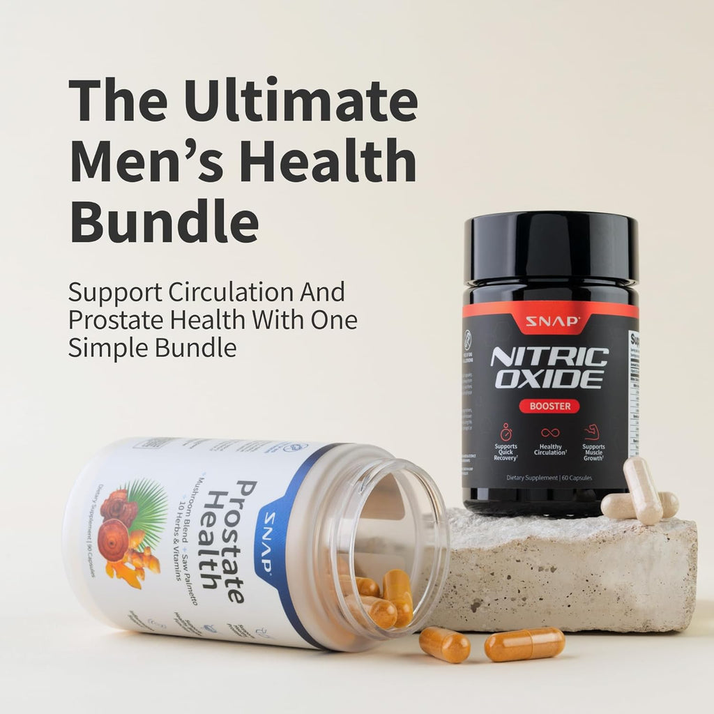 Snap Supplements Prostate Health Support Supplement Bundle with Nitric Oxide Booster – 90 Capsules & 60 Capsules