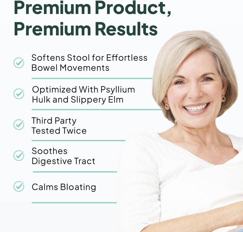 Better Fiber - Daily Fiber Supplement - Soften Stool for Effortless Bowel Movements - with Psyllium Hulk and Slippery Elm - 3 Bottles