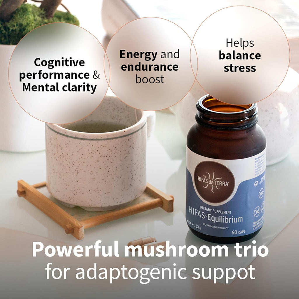 HIFAS DA TERRA HIFAS-Equilibrium - Mushroom Supplement, Lions Mane Mushroom Complex with Cordyceps, Nootropic Adaptogenic for Adults for Mental Clarity, Energy, & Cognitive Performance - 60 Capsules