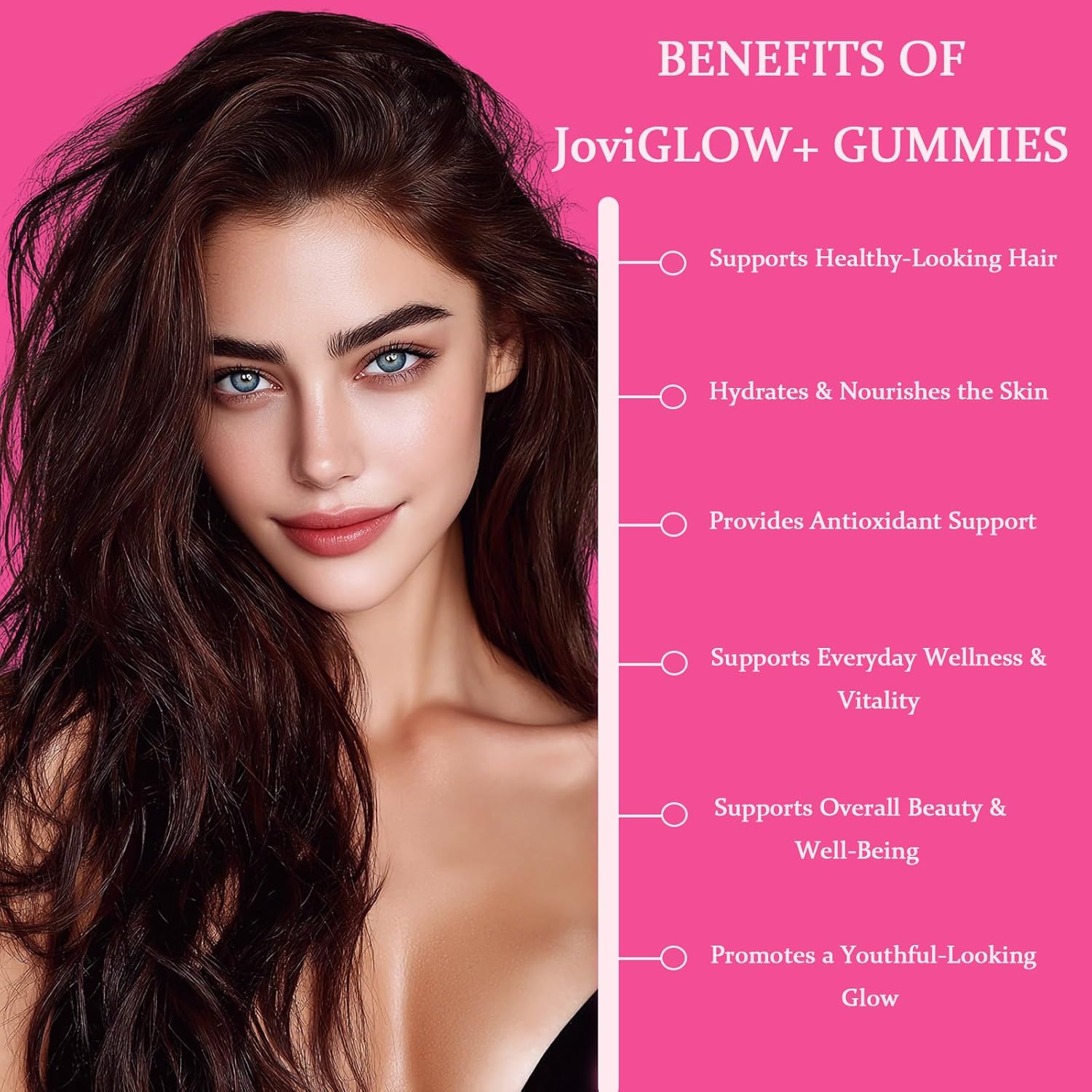 JoviGLOW+ NAD+ & Collagen Gummies, with Hydrolyzed Collagen Peptides, Resveratrol, Hyaluronic Acid & Vitamin C, Anti-Aging, Supports Skin, Hair & Nail Wellness, Daily Vitality Gummies