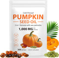 Pumpkin Seed Oil with Saw Palmetto Capsules,Pumpkin&Seed Oil 2 in 1 for Hair Growth,Cold Pressed,Supports Hair,Heart,Skin Supplement,Pumpkins Seed Extract Powder,PumpkinSeed Herbal Supplement 300 pcs