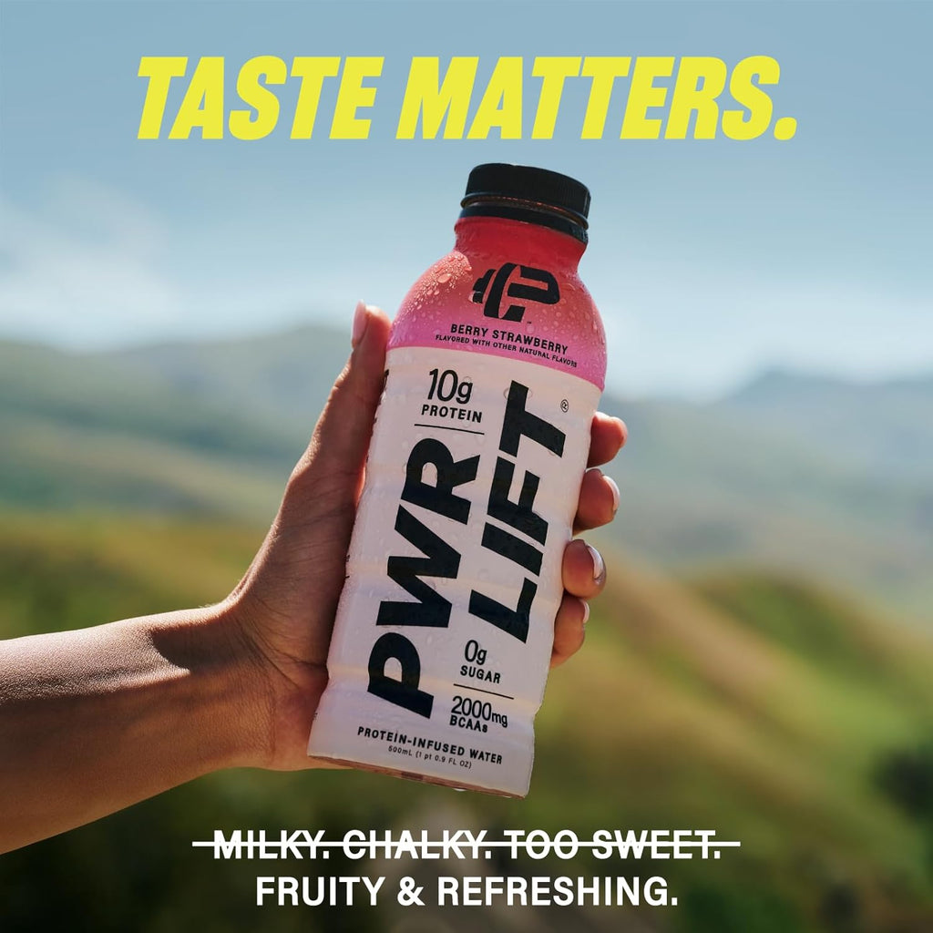 Whey Protein Water Sports Drink by PWR LIFT | Lemon Lime | Keto, Vitamin B, Electrolytes, Zero Sugar | Post-Workout Energy Beverage | 16.9 Fl Oz (Pack of 12)