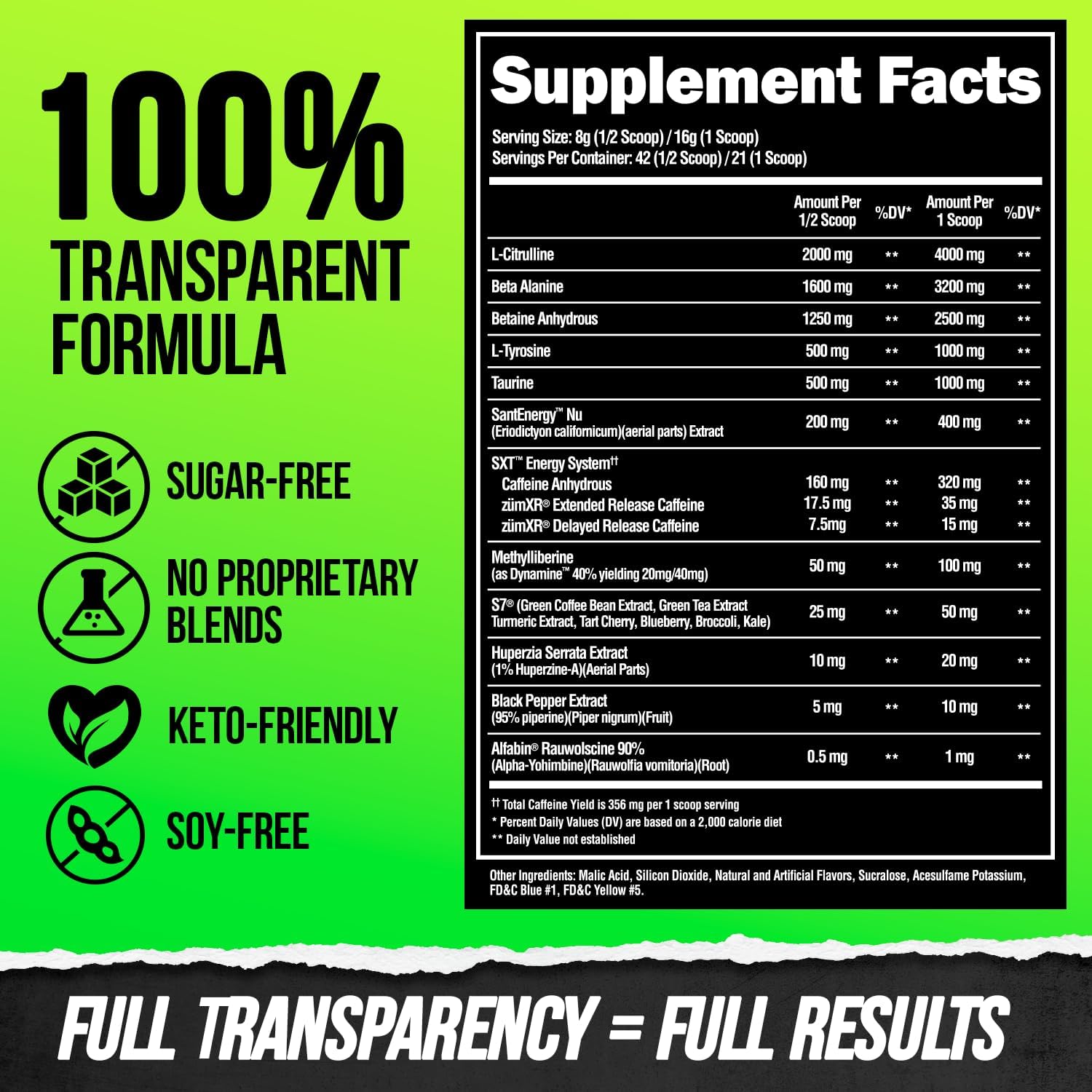 ALPHA LION Superhuman Extreme High Stim Pre Workout Powder, Beta Alanine, L-Taurine & 356mg Tri-Source Caffeine for Sustained Energy, Nitric Oxide & Citrulline for Pump (21 Servings, Sour Gummy Bear)