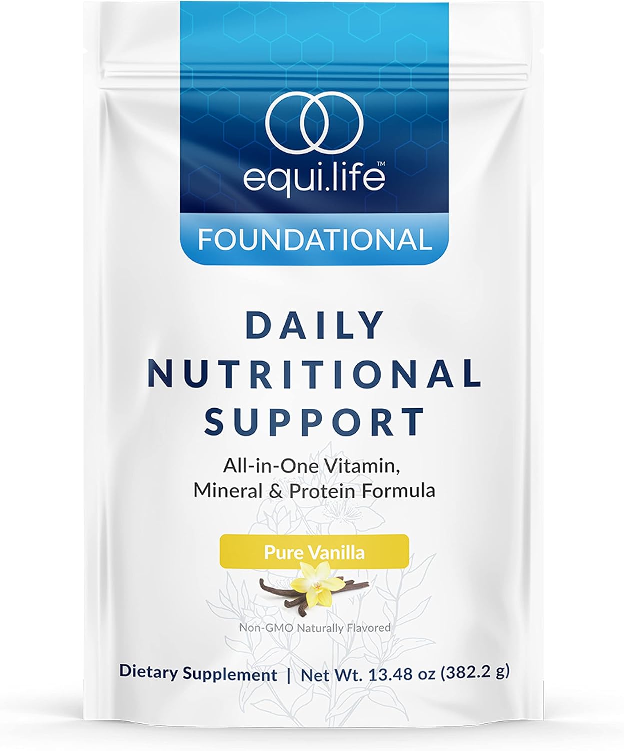 Equilife Daily Nutritional Support, All-in-One Multivitamin Meal Replacement, Pure Vanilla Flavor, 15G Plant Protein, Supports Overall Wellness Including Energy, Digestion, & Skin, 14 Servings
