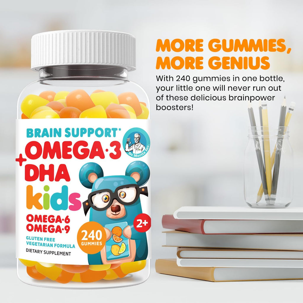 DR. MORITZ Vegan Omega 3 Gummies for Kids and Toddlers (240 Count), Kids Omega 3 Gummies for Brain & Heart Health, No Fish Oil & Gluten Free