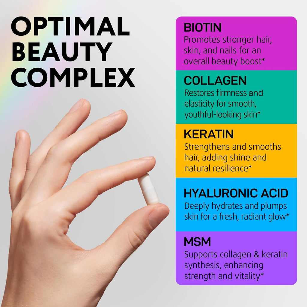 Biotin Collagen Keratin Neem Supplement - Hair Growth Vitamins for Women & Men - 10000mcg Biotin with Hyaluronic Acid & B Complex - Healthy Hair Loss Support - Skin and Nails Care - 120 Caps