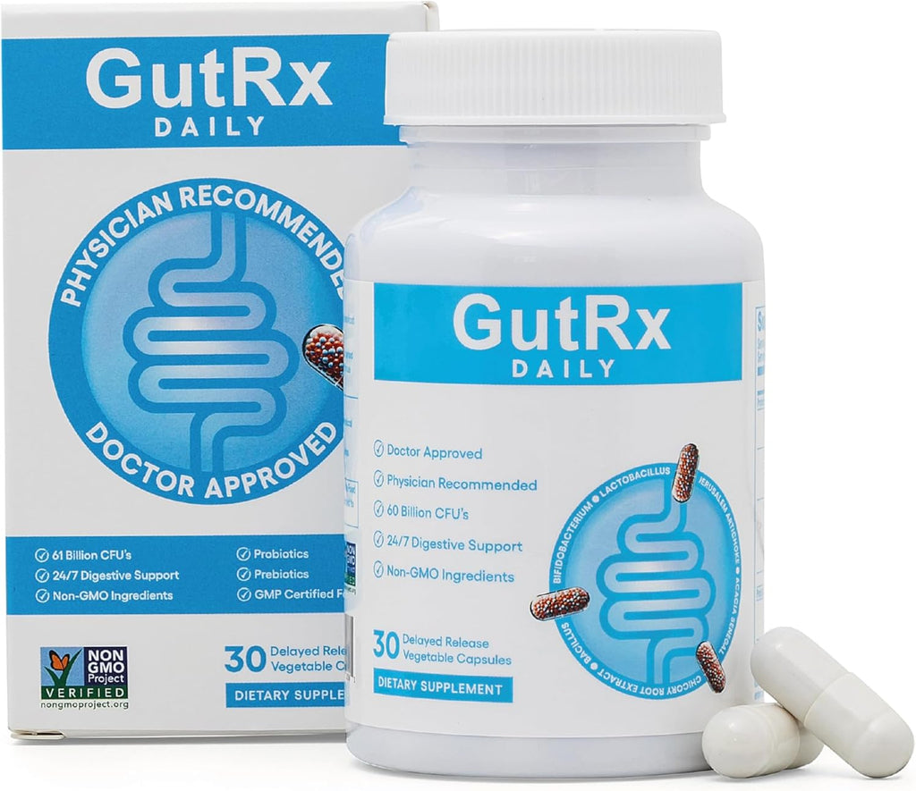 Daily Probiotics for Women & Men with Bifidobacterium Longum & Prebiotics for Gut Health, Gluten Free Probiotics for Digestive Health – 61 Billion CFU, 30 Ct Enteric Coated Capsules