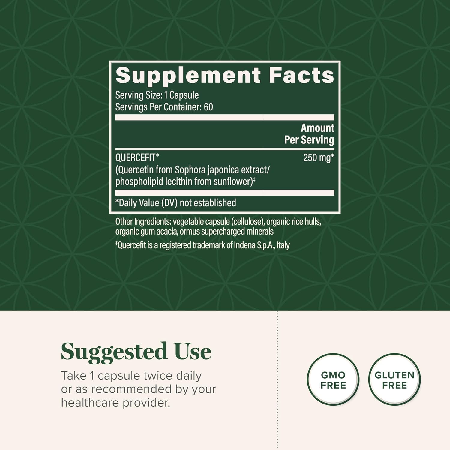 Global Healing Center Quercetin 250 mg Supplement to Support Immune System, Includes QuerceFIT Without Bromelain & Zinc (60 Capsules)