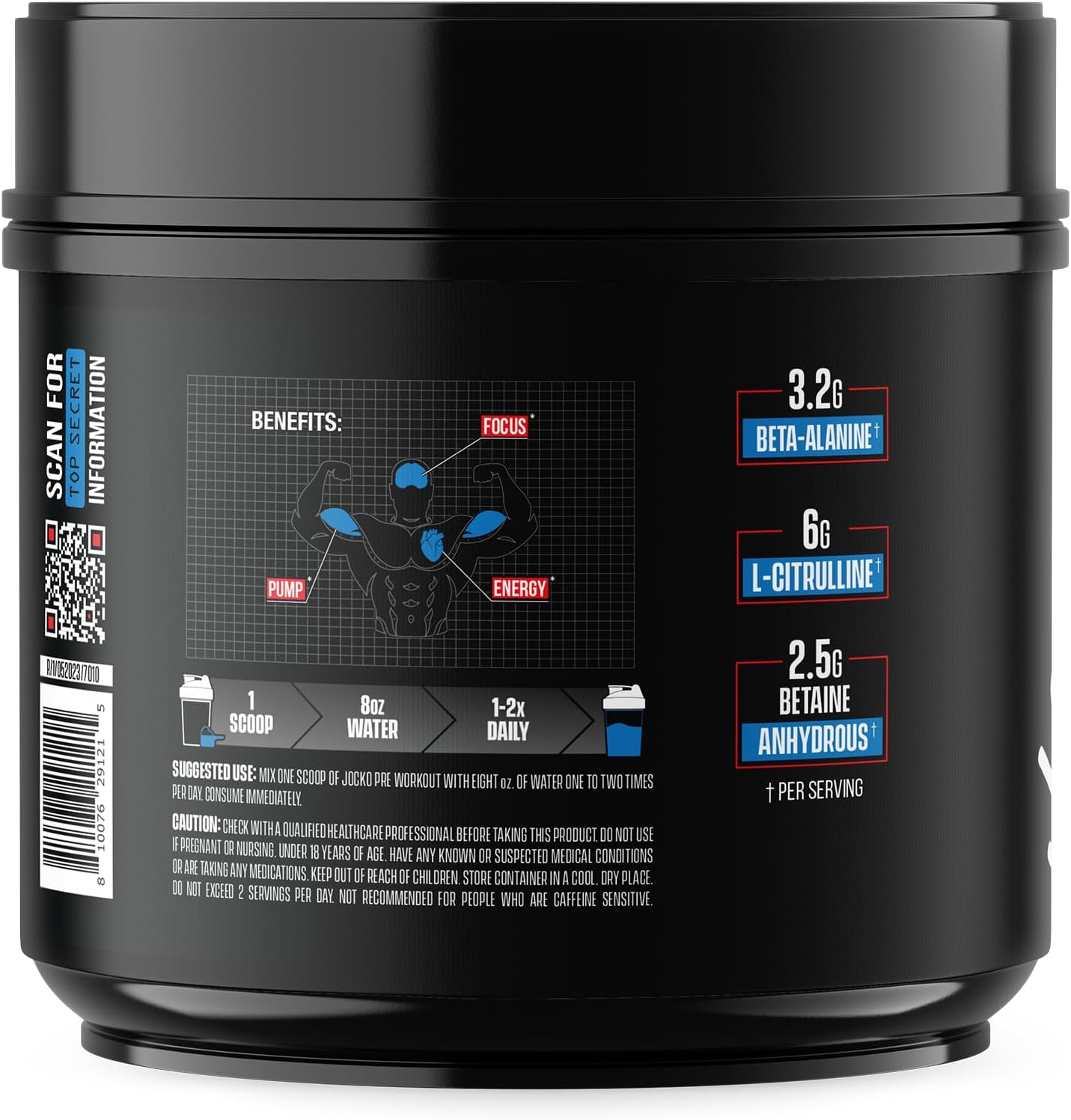 Jocko Fuel Pre Workout for Men & Women - High Stim Low Sugar Blend with Beta Alanine + L-Citrulline, Support Muscle Pump, Energy, & Recovery, 200mg of Caffeine Nitro Pop, 30 Servings 1.31lbs (594 G)