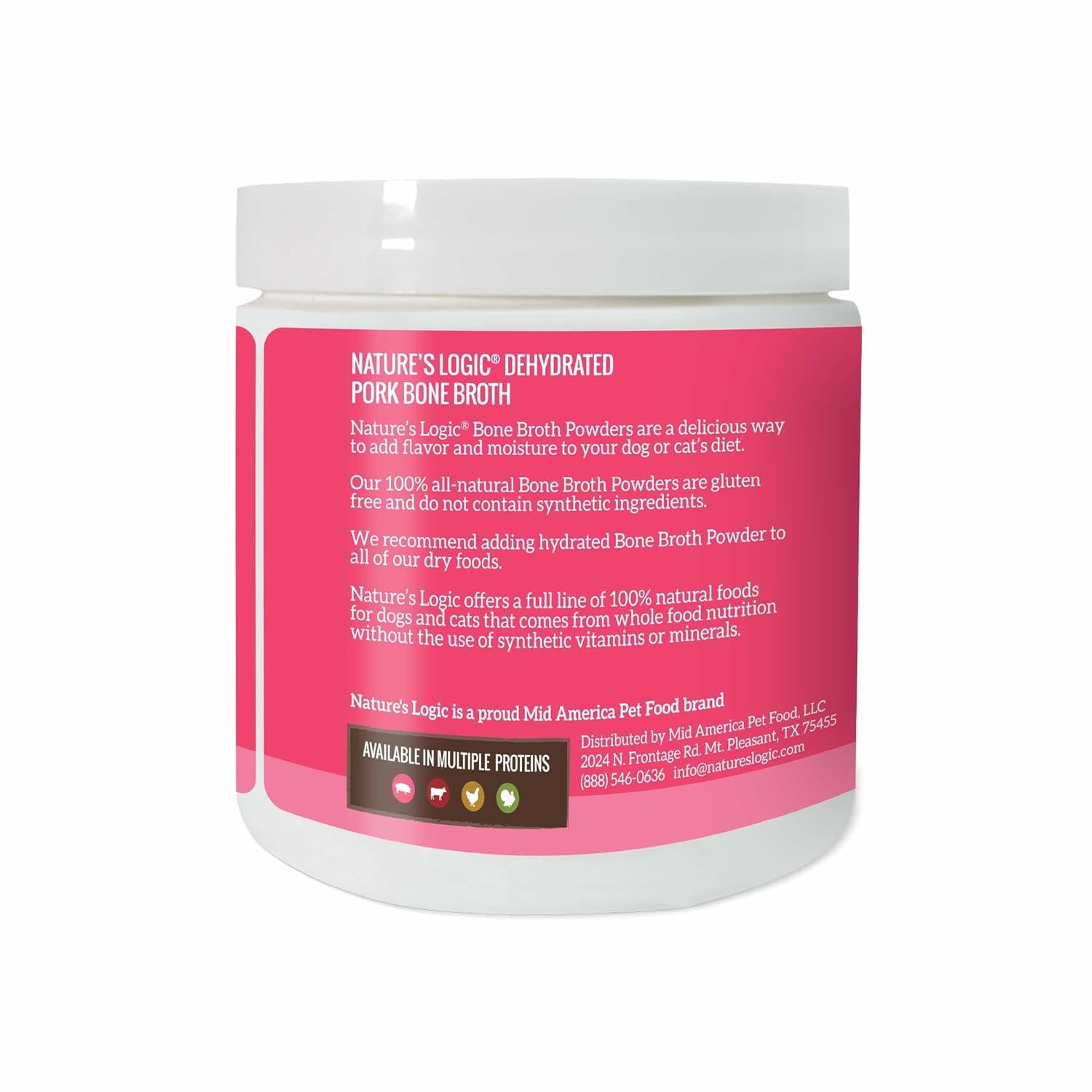 Nature's Logic Dehydrated Bone Broth Powder - 100% Natural Dog & Cat Topper - Rich in Glucosamine & Chondroitin - Boosts Immune System - Gluten-Free, No Synthetic Ingredients – Pork, 6oz