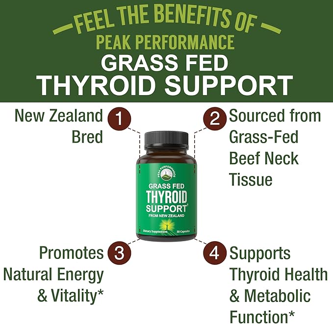 Raw Desiccated Thyroid Supplement. Grass Fed New Zealand Beef Neck & Thyroid Gland Capsules for Women and Men. Ancestral Living Ethically Sourced Bovine Supplements for Energy and Metabolism Support