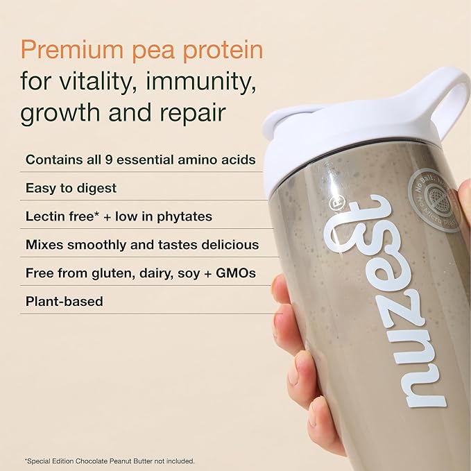 Nuzest - Pea Protein Powder - Clean Lean Protein, Premium Vegan Plant Based Protein Powder, Dairy Free, Gluten Free, GMO Free, Protein Shake, Wild Strawberry, 0.9 oz, (Pack of 10)