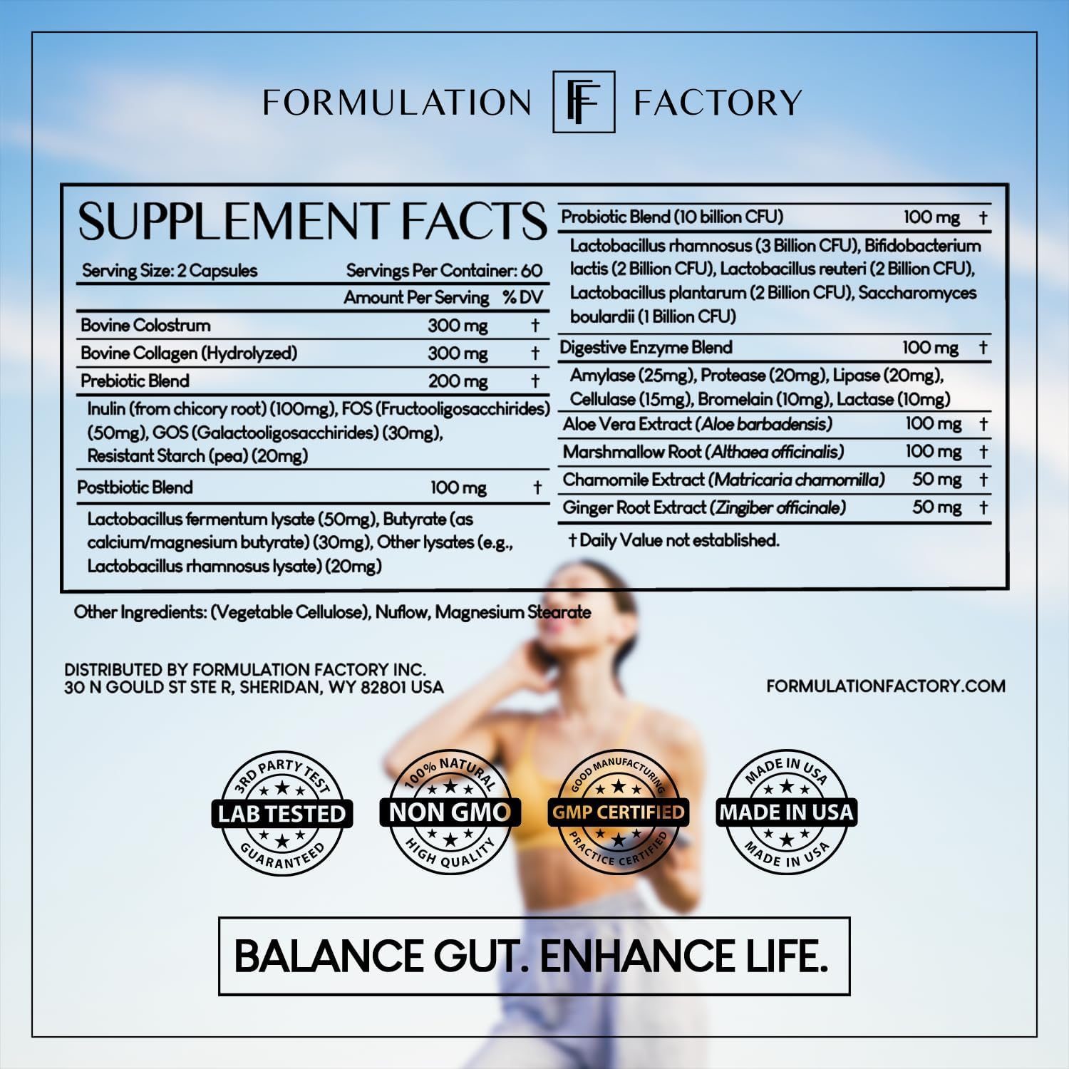 Gut Intellect 10-in-1 Microbiome Supplement, Prebiotics, Probiotics, Postbiotics, Colostrum, Collagen, Aloe Vera, Chamomile, Ginger, Enzymes, Digestive, 120 Cap - 2 Months (2 Pack)