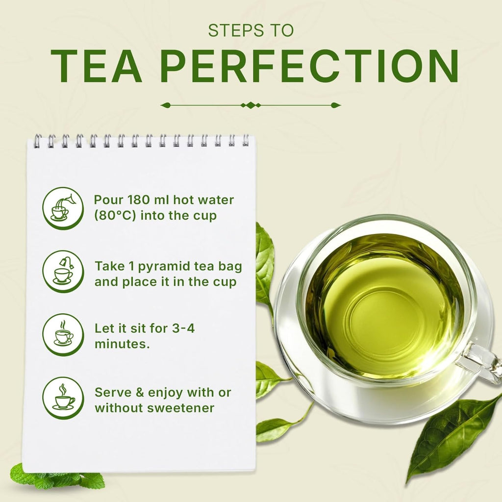 Tea Leaf & Co. Mint Green Tea Bags (50), Green Tea w/ Peppermint & Spearmint, Caffeinated, Real & Natural Green Tea, Blended with Fresh Herbs & Spices