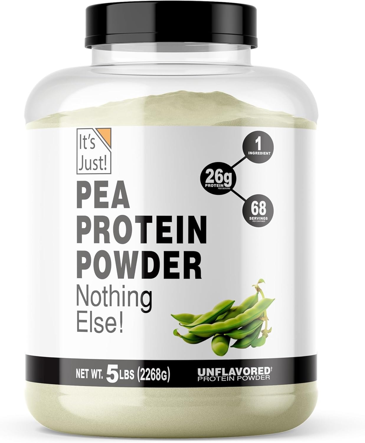 It's Just! - 100% Pea Protein, Vegan Plant Based, Grown in Canada, Premium Quality, Smooth Texture, Gluten Free, Keto Friendly (5 Pound, Unflavored)
