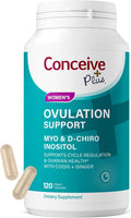 CONCEIVE PLUS Ovulation Support - Inositol Supplement | Myo-Inositol & D-Chiro Supplements | Hormone Balance for Women | COQ10, Folic Acid, Ginger | 30 Day Supply