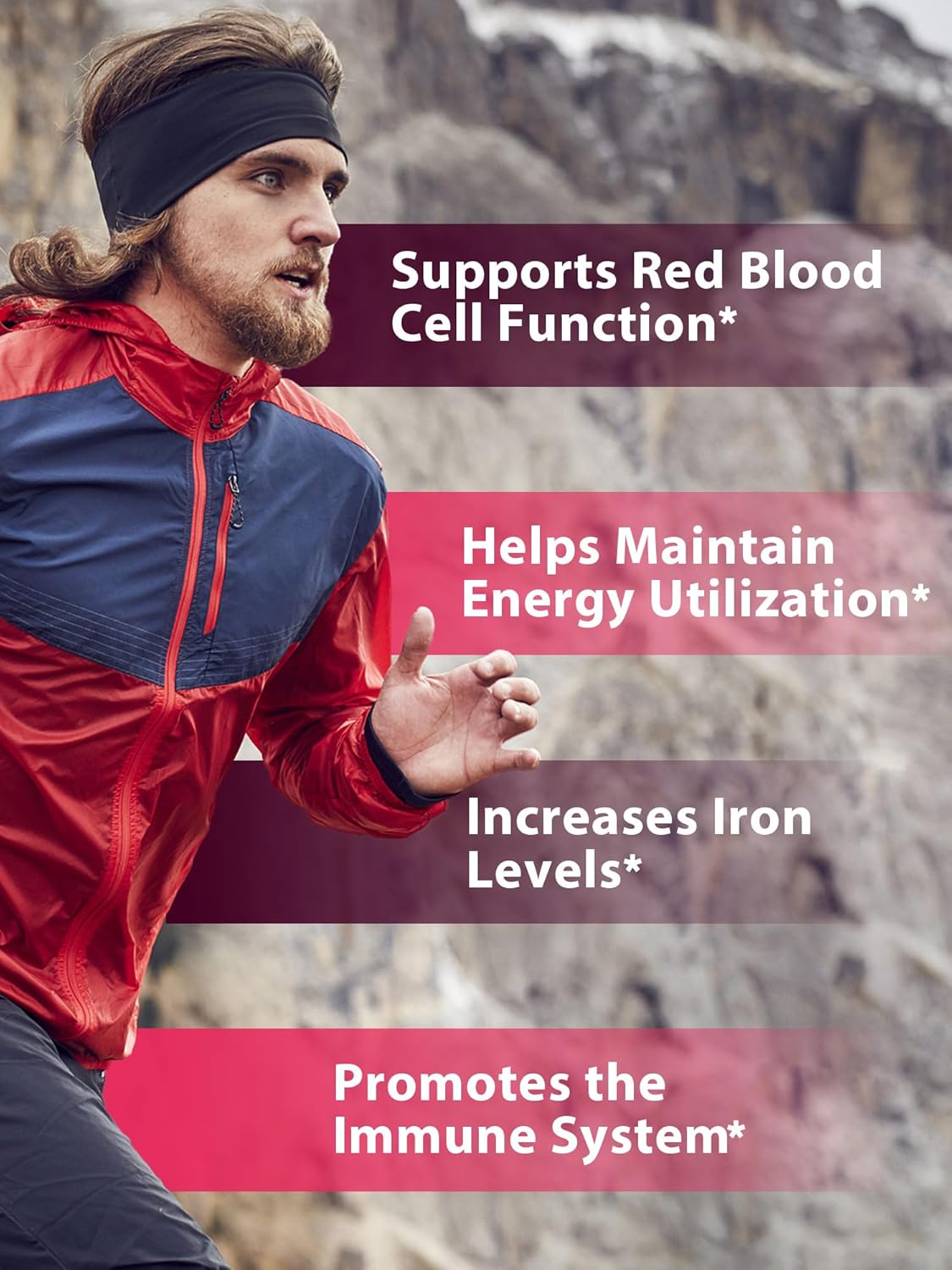 Iron Supplement for Women Men | High Potency Iron 65mg with Vitamin C 250mg | Stomach Friendly Iron Pills for Red Blood Cell & Immune Support | Vegan, Non-GMO & Gluten Free | 30 Tabs