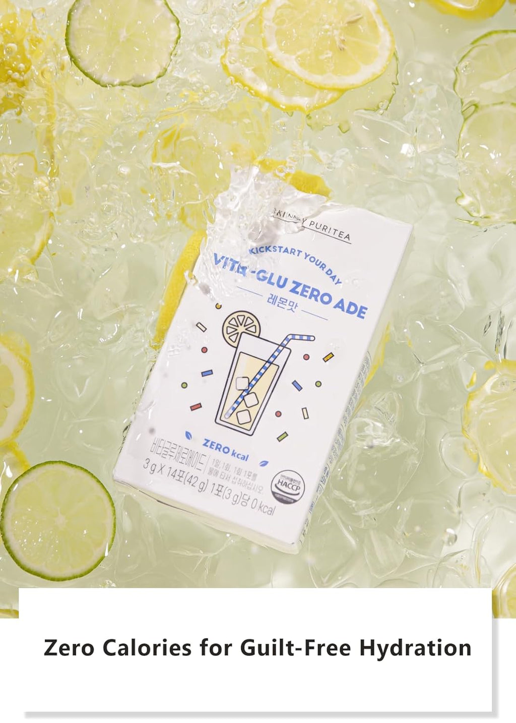 Korean Food Vita glue zero ade(3g*30P) | Lemonade | No Sugar, No Calory, No Sodium | Drinks for dietary | Contains Vitan C Glutathione Hyaluronic acid Elastin | Skinny puritea