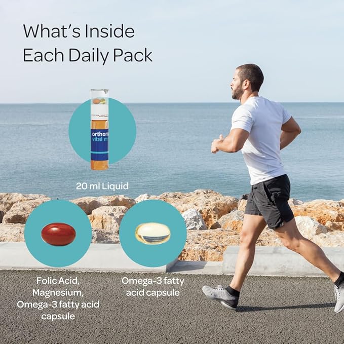 Orthomol Vital M – Daily Multivitamin for Men, Vitamins A, B, C, D3, E, K, Zinc, Iodine & Omega-3, Supports Energy, Vitality, Immune Health & Metabolism, 30-Day Supply, Liquid+ Capsules Supplement