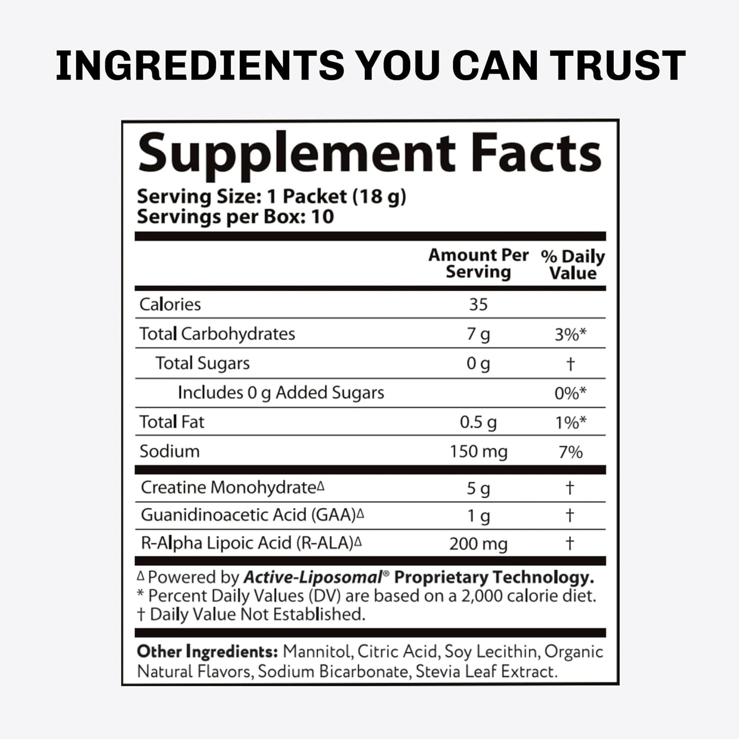 Aurora Nutrascience Liposomal Creatine + GAA & R-ALA Lemon Lime Powder Drink Mix, Increased Energy, Supports Exercise Performance & Muscle Growth for Wowen and Men, 10 Packets