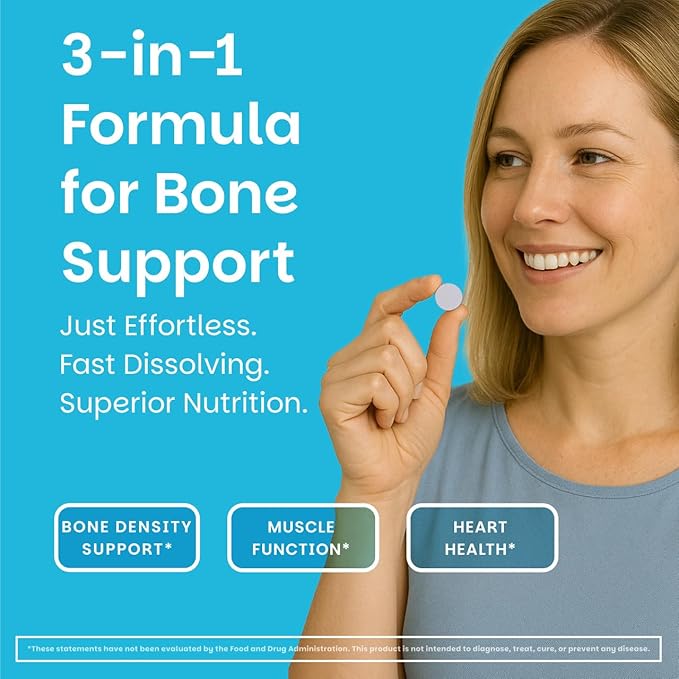 EZ Melts Calcium & Magnesium - Daily Supplement for Heart, Bone, Immune & Brain Health - with Vitamin D3 - Non-GMO & Vegan - Strawberry Smoothie - 120 Dissolvable Tablets (60 Servings)