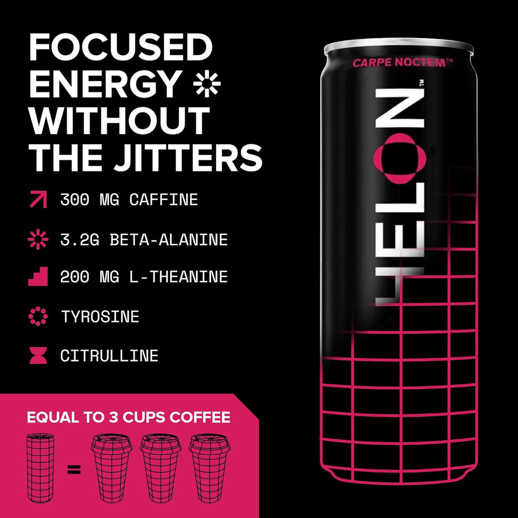 Echelon Pre-Workout Energy Drink | Berry Habanero | 12 Pack | Sustained Energy, Focus and Endurance Dietary Supplement | 300mg of Caffeine | Beta-Alanine, L-Theanine & Fiber | Vegan