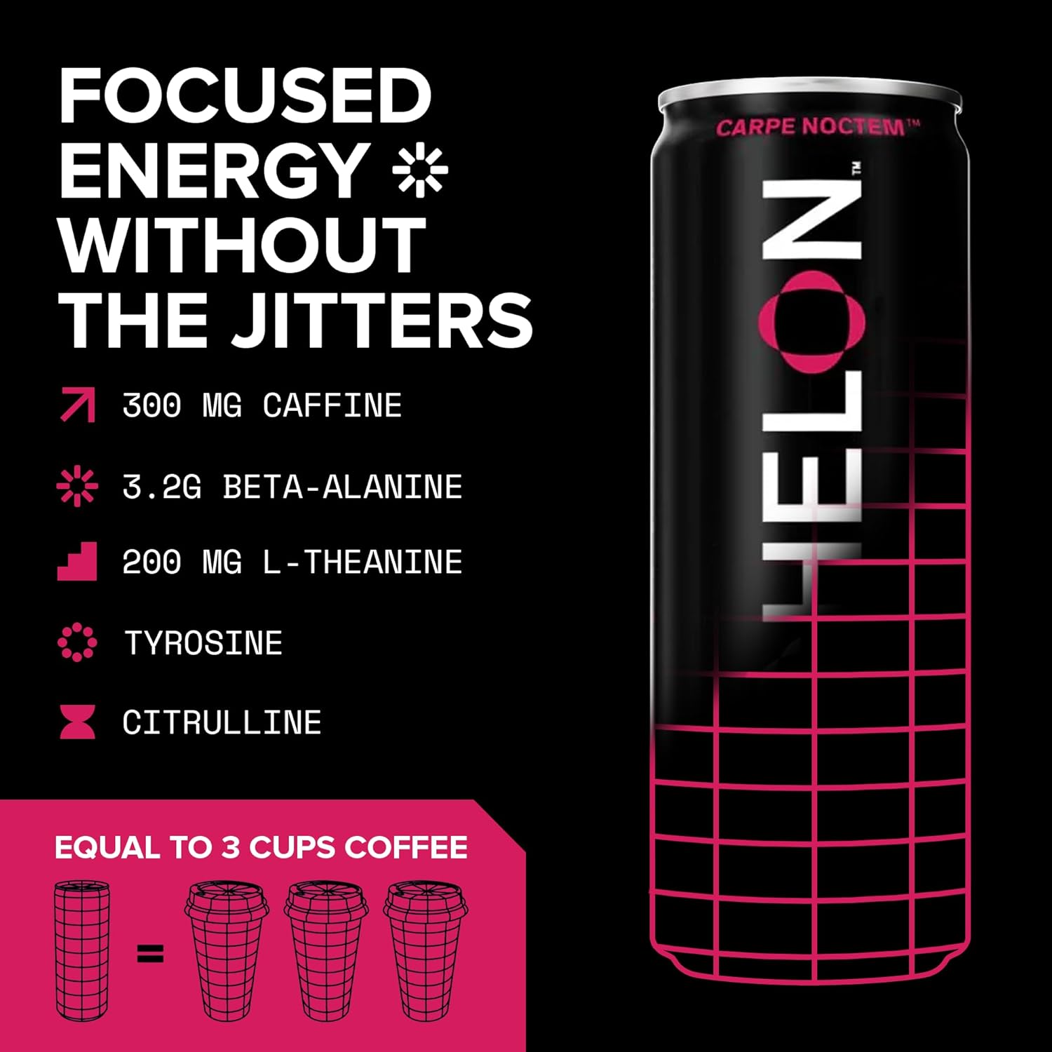 Echelon Pre-Workout Energy Drink | Berry Habanero | 12 Pack | Sustained Energy, Focus and Endurance Dietary Supplement | 300mg of Caffeine | Beta-Alanine, L-Theanine & Fiber | Vegan