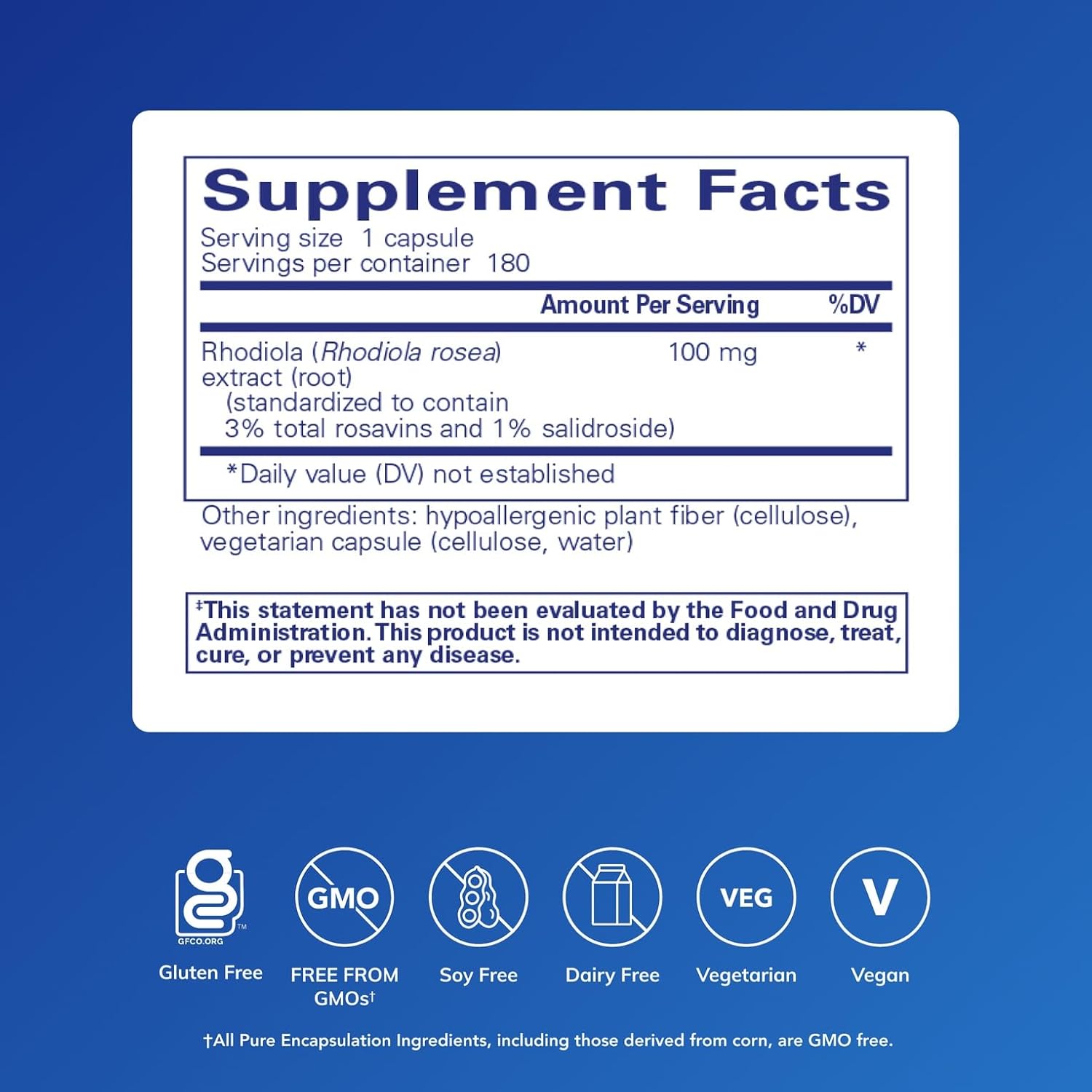Pure Encapsulations Rhodiola Rosea - for Occasional Stress, Endurance & Fatigue Relief* - with Adaptogens - Gluten Free & Vegan - 180 Capsules