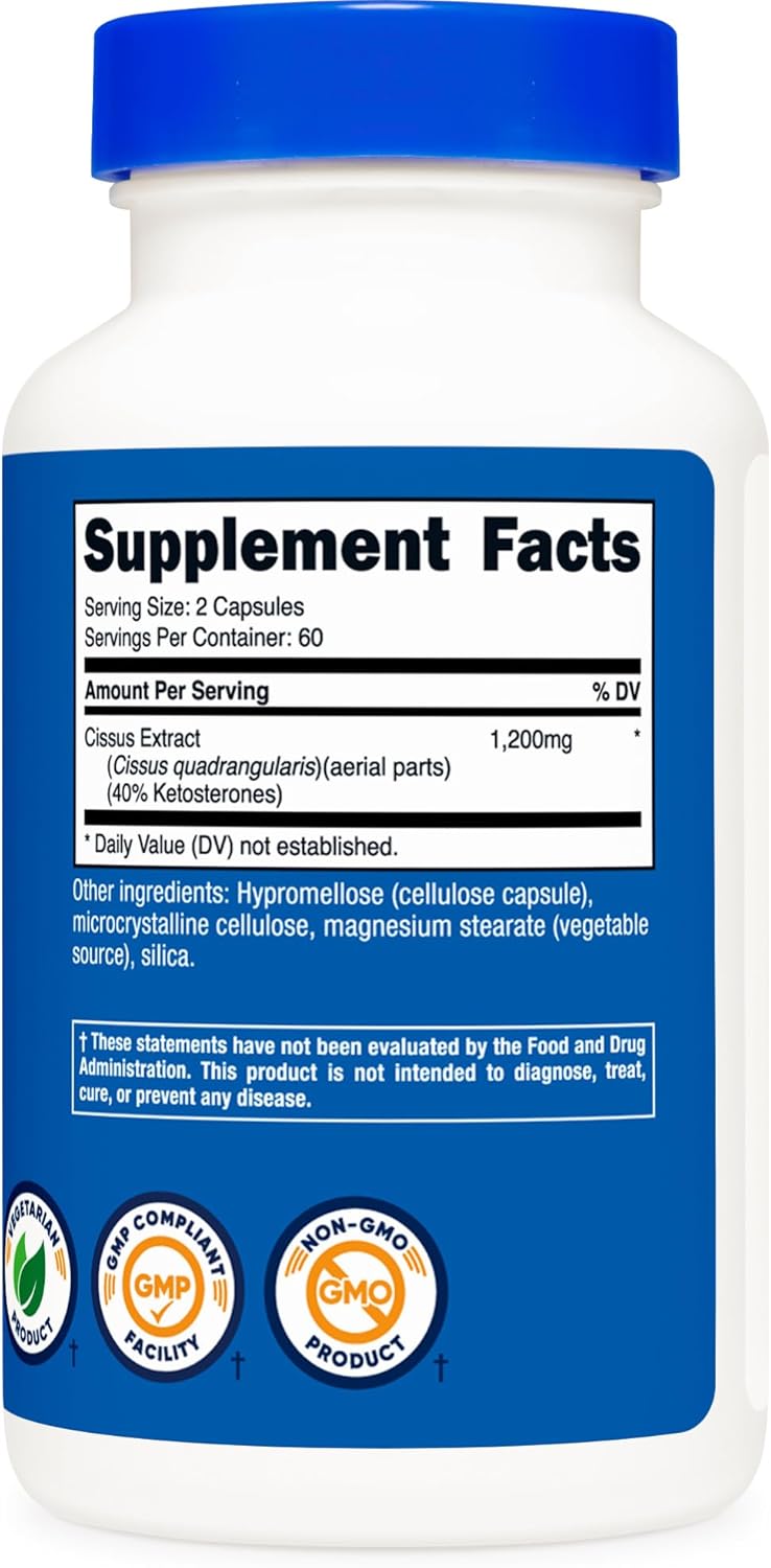 Nutricost Cissus Quadrangularis (1200mg) 120 Capsules - 60 Servings, Gluten Free, Non-GMO, and Vegetarian Friendly