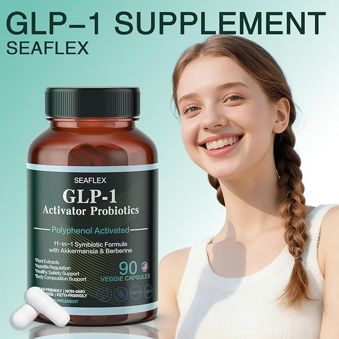 GLP-1 Supplement for Healthy Weight Goals & Hunger Balance for Men and Women with Akkermansia, Berberine, Inulin, Resveratrol, Hops... -Supports Digestion,Gut Health（90 Count）