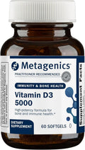 Metagenics Vitamin D3 5000 - for Immune Support, Bone Health & Heart Health* - High Potency Vitamin D - Non-GMO - Gluten-Free - 60 Softgels