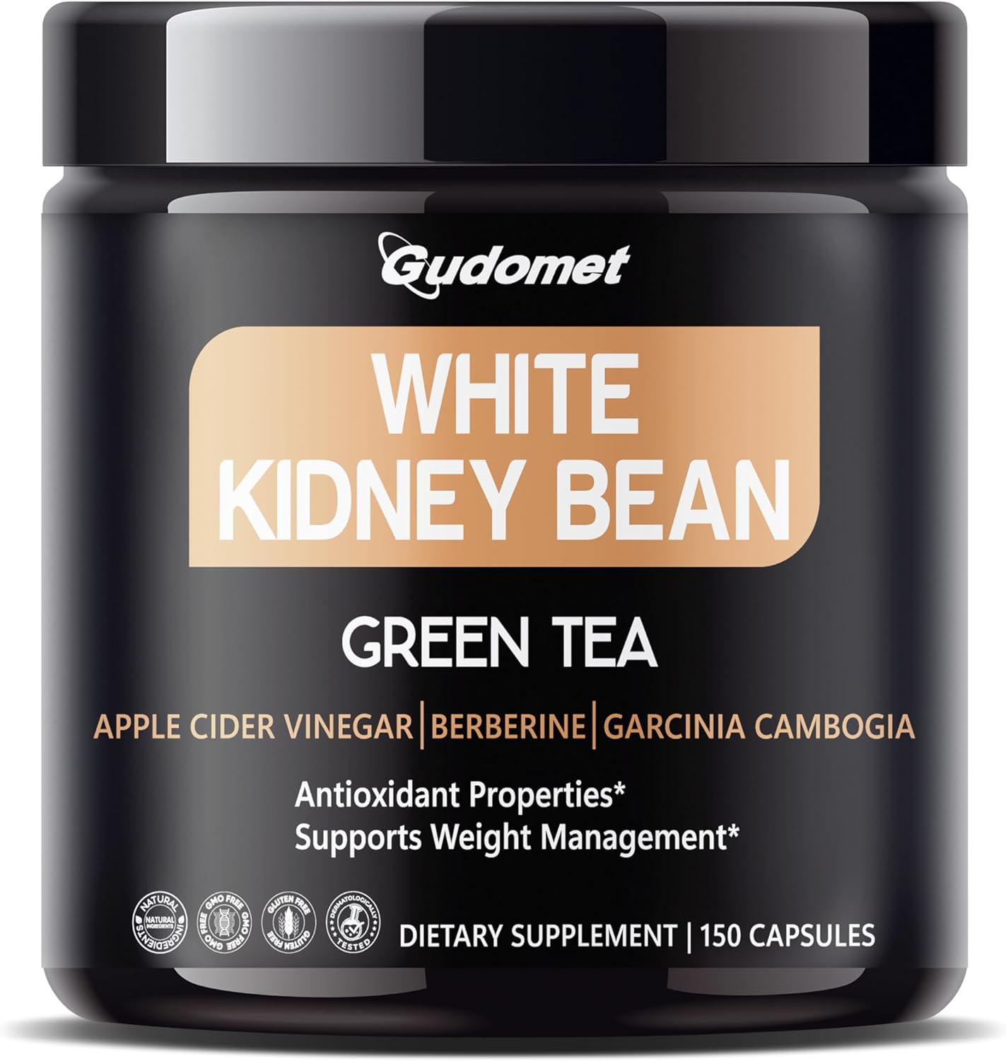 White Kidney Bean Complex with Green Tea, Apple Cider Vinegar, Berberine HCl, Garcinia Cambogia & Black Pepper – 150 Vegetarian Capsules – 1-Capsule Daily