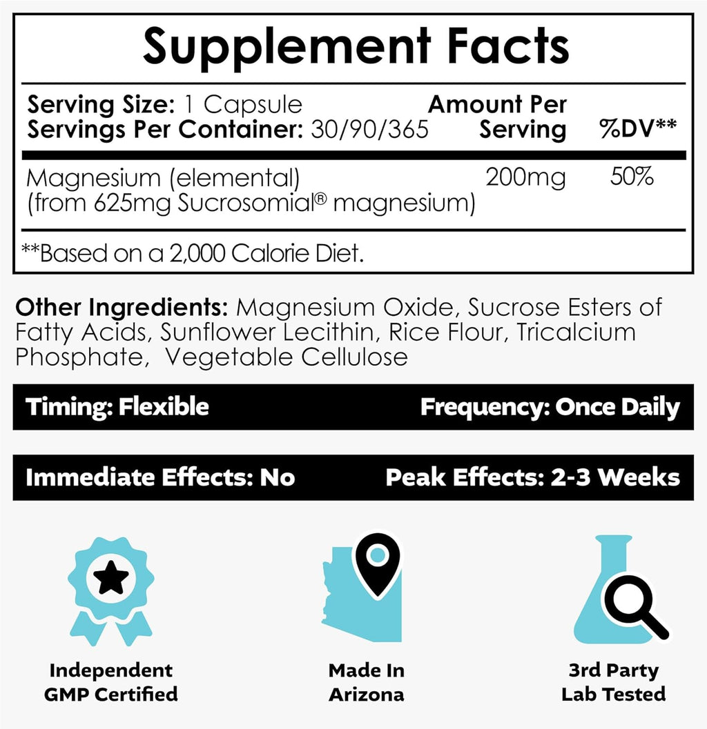 Nootropics Depot MicroMag Magnesium Capsules | 625mg | 90 Count | Contains 200mg of Elemental Magnesium