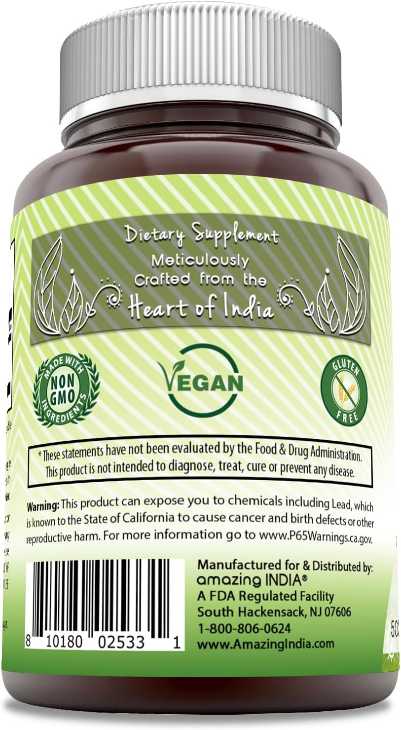 Amazing India Neem (Made with Natural Neem Leaf) 500 mg Veggie Capsules Supplement | Non-GMO | Gluten Free | Made in USA | Suitable for Vegetarians (120 | 2 Pack)