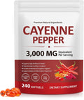 Cayenne Pepper Softgels Supplement, Cayenne Pepper Softgels with Vitamin D3 K2 & E, Grape Seed Extracts, Supports Healthy Blood Circulation, Circulatory Function, Antioxidant Support - 240 Softgels
