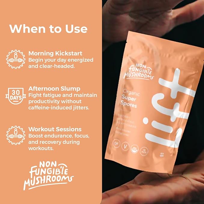 Lift Mushroom Powder Adaptogen 60g (30 Servings) | Natural Energy and Performance Blend with Cordyceps, Reishi, Yerba Mate, Muira Puama and Beet Root
