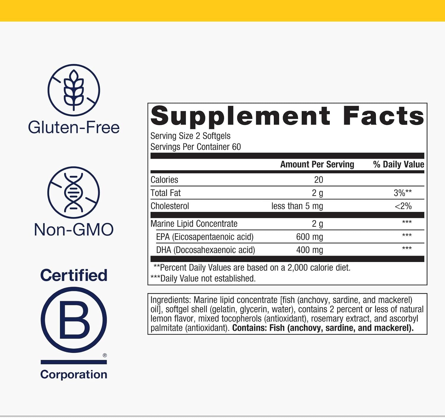 Metagenics OmegaGenics EPA-DHA 500 - High Potency Fish Oil Supplement for Cardiovascular Health* - Sustainably Sourced & Purity Tested - Non-GMO & Gluten-Free - 120 Softgels