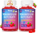 Magnesium Glycinate Gummies 400mg - Sugar Free Vegan Gummies for Adults & Kids with Vitamin D3, B6, C, CoQ10, Collagen, Zinc - Sleep, Muscle, Bone & Memory Support - 60 Raspberry Chewables / 2 Pack