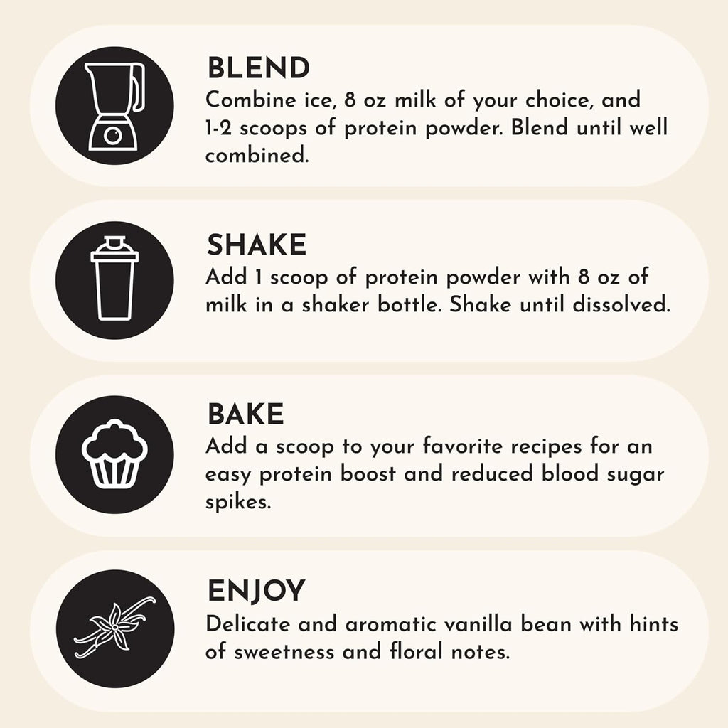 JUST INGREDIENTS Protein Powder | Vanilla Protein Powder Made with 100% Grass Fed, Non Denatured Whey | Four Different Protein Sources from Organic Whole Food Ingredients | 15 Servings | 22g Protein