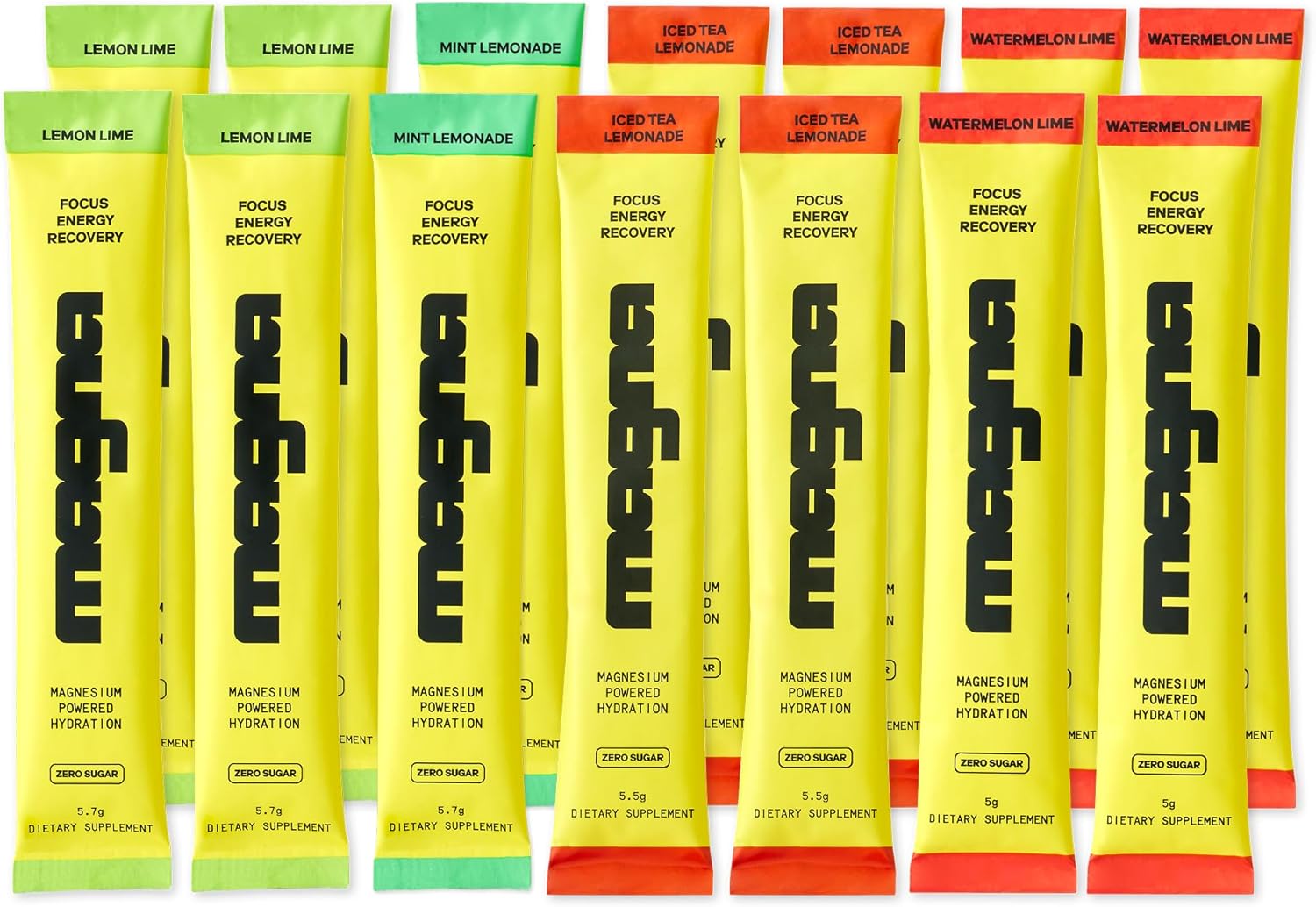 MAGNA Electrolyte Powder Drink Mix for Hydration, Energy & Focus Support with Magnesium L Threonate, Sodium, Potassium, Vitamin D, B6 & B12, Sugar Free, Variety Pack Flavor, 14 Servings