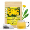 FullChea - Dandelion Leaf & Root Tea Bags, 100 Teabags, 1.5g/bag - Natural Dandelion Herbal Tea for Liver & Kidney Health - Non-GMO - Caffeine-free - Support Digestion & Boost Immune System