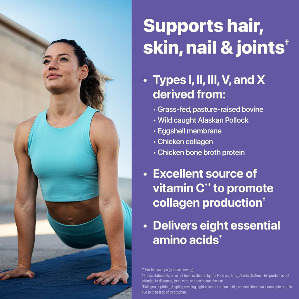 Orgain Hydrolyzed Multi Collagen Powder for Women & Men, 20g Collagen, Supports Hair, Skin, Nail & Joint Health, Type I, II, III, V, X, Vitamin C & Amino Acids, Non-GMO, Unflavored (21 Servings) 15oz