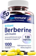 Berberine 1000mg Supplement Complex with Inulin Prebiotic - Each Capsule Contains Berberine 500mg - Doctor Formulated Supplements for High Absorption.