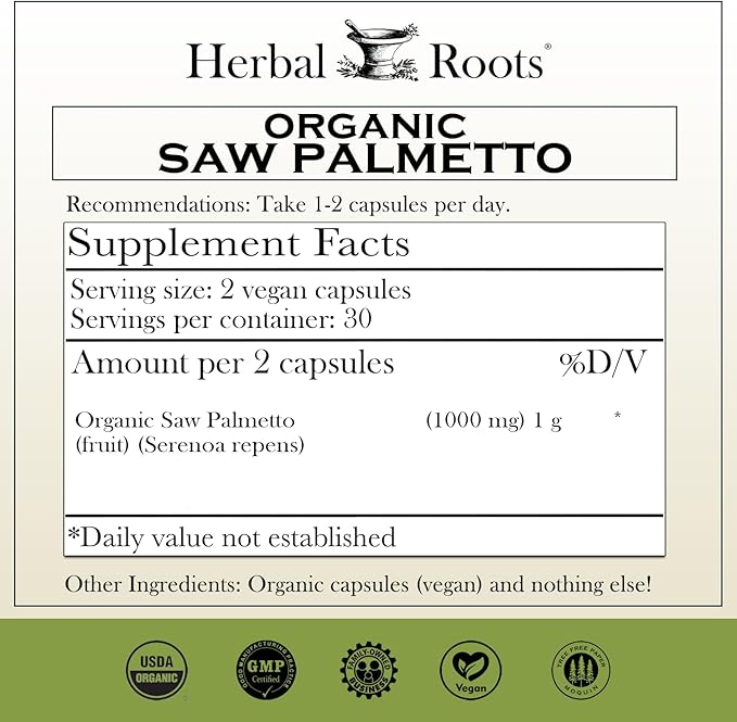 Men's Health Supplement Bundle, Natural Saw Palmetto, Mushroom Blend, Hawthorn, Heart and Prostate Support